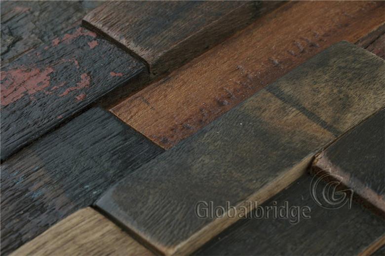 antique boat wood mosaic tile