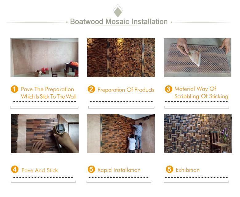 wood mosaic installation