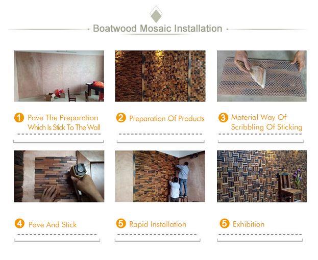 wood mosaic installation)