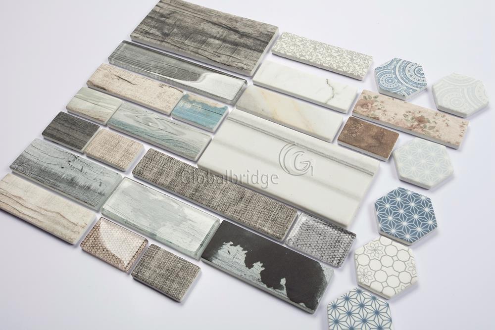 Crystal mix enamel glass mosaic tile backsplash mosaic pattern art 