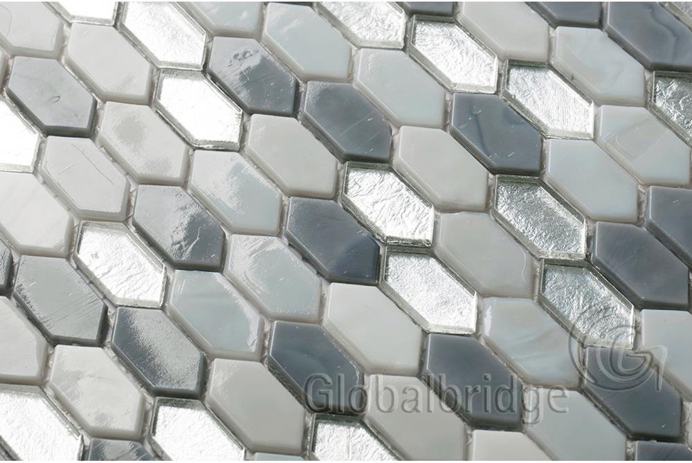 Azulejos de pared de baño de mosaico de vidrio cremoso único