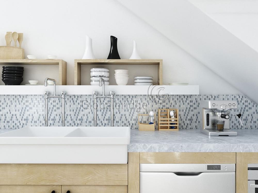 Azulejos de pared de baño de mosaico de vidrio cremoso único