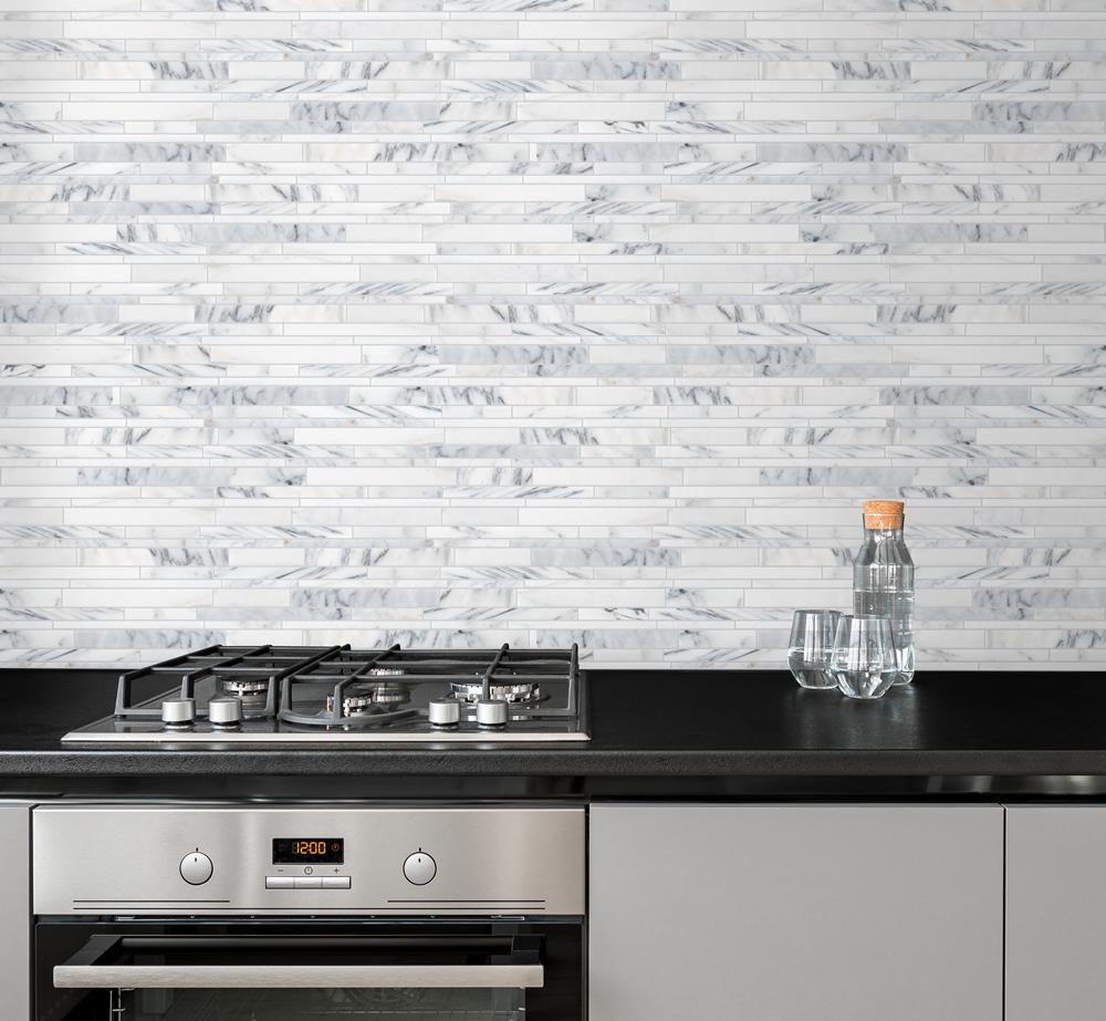 Irregular Strip Stone Mosaic Kitchen Tile