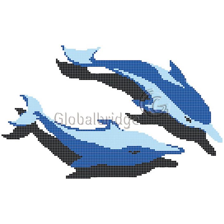 Mosaico de vidrio con patrón de mosaico de piscina 3D