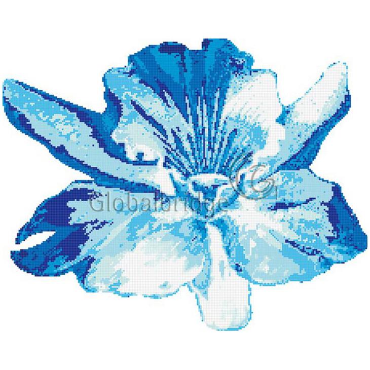 Mural de piso y piscina de mosaico de flor azul