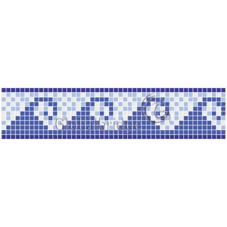 Arte de mosaico de vidrio de olas de océano azul