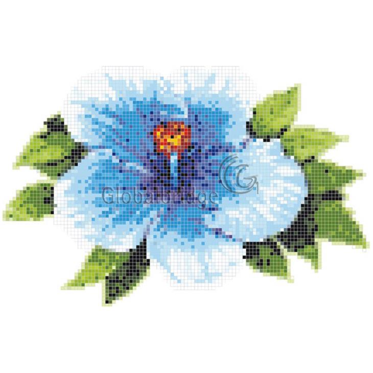 Floreciente obra de arte en mosaico de flores para la piscina