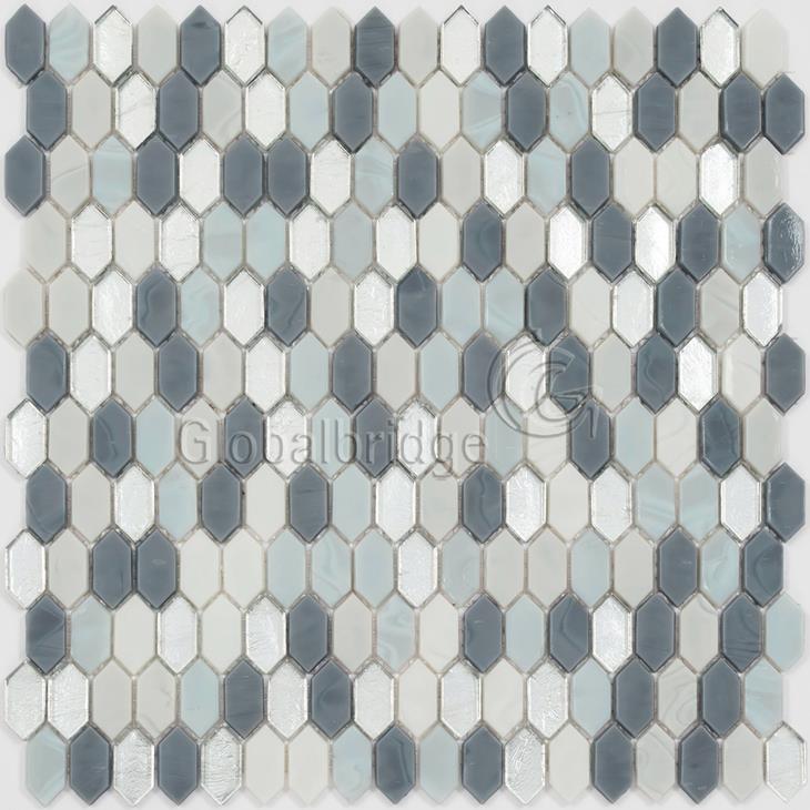 Azulejos de pared de baño de mosaico de vidrio cremoso único