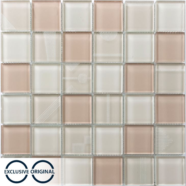 Azulejo de mosaico de vidrio para salpicaduras de cocina de grabado