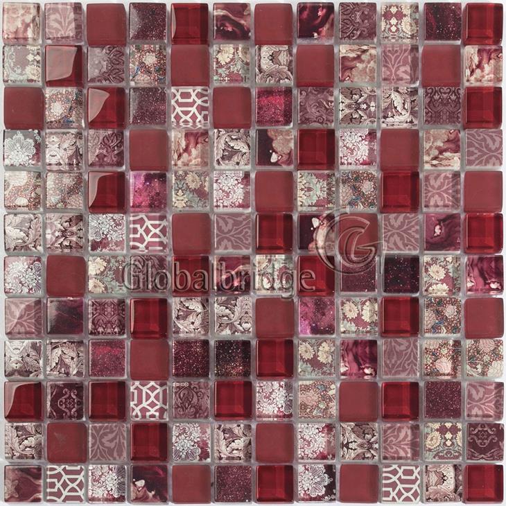 Backsplash de la cocina de la teja de cristal de la forma del jacinto