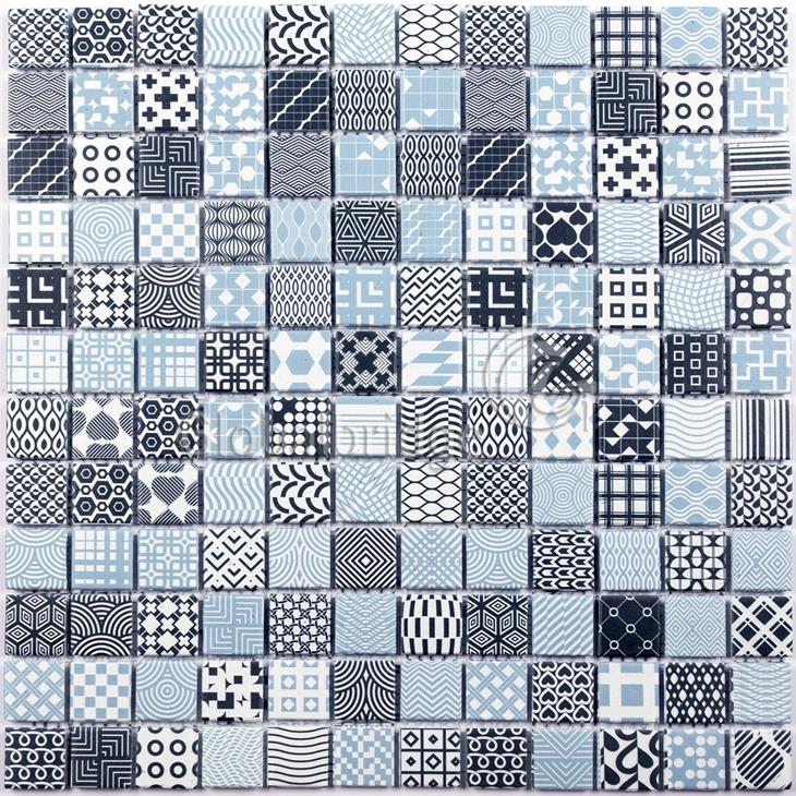 Azulejos de pared de salpicaduras de mosaico de vidrio de patrón de inyección de tinta azulejos de baño