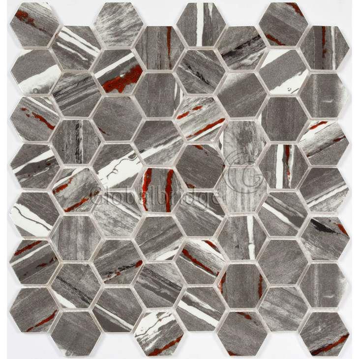Azulejo de pared de mosaico fullbody hexagonal de inyección de tinta