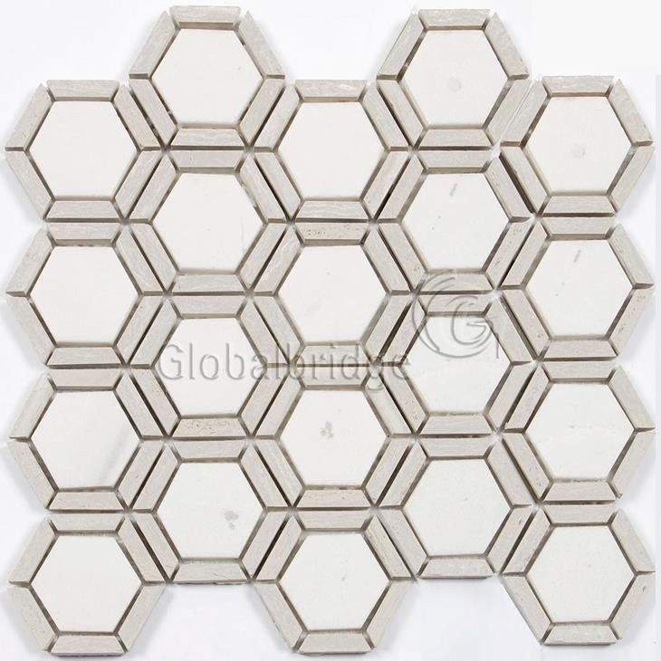Azulejo de piso de mosaico irregular del área húmeda del hexágono