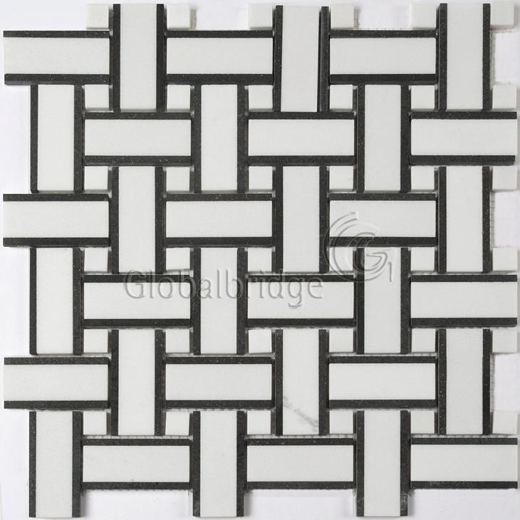Mosaico de piedra de cocina entrecruzado