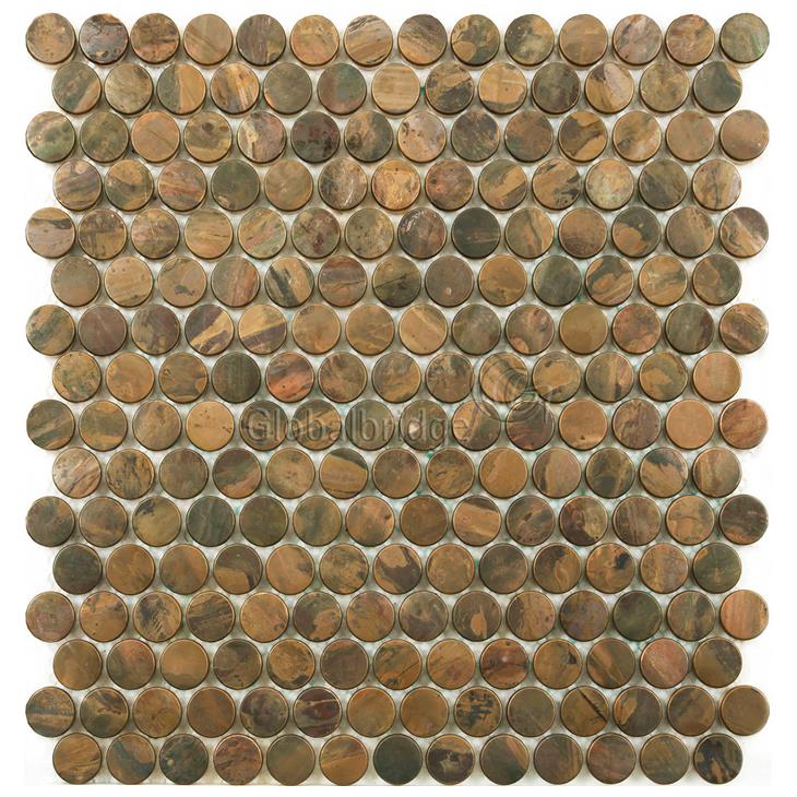 Azulejos de mosaico de metal de bronce redondos de Penny